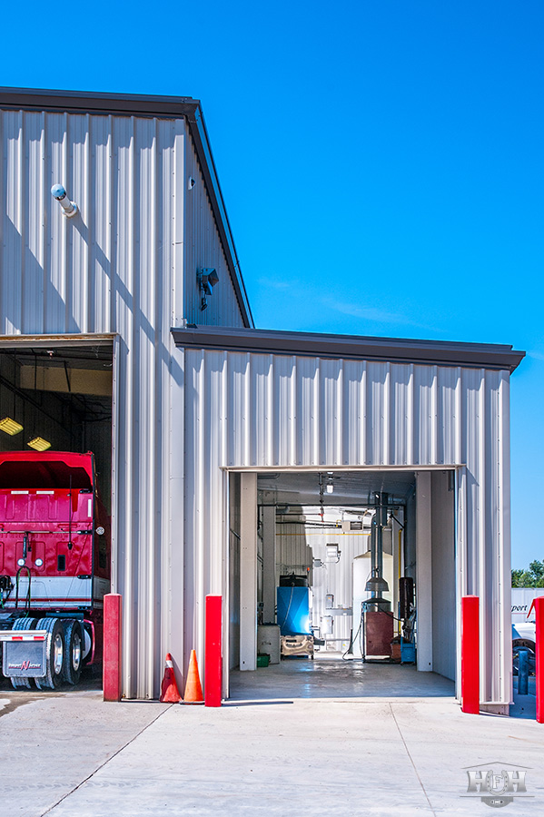 Exterior commercial building truck entrance